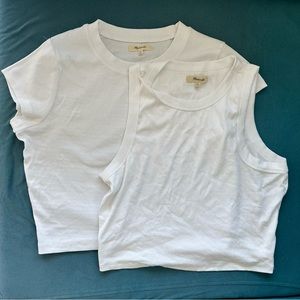 NWOT Madewell Supima® Rib Tee and Tank in Eyelet White